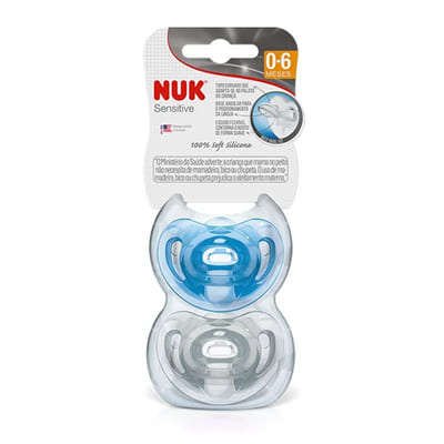 produto: KIT 2 CHUPETA SENSITIVE SOFT 100% SIL AZUL N1 