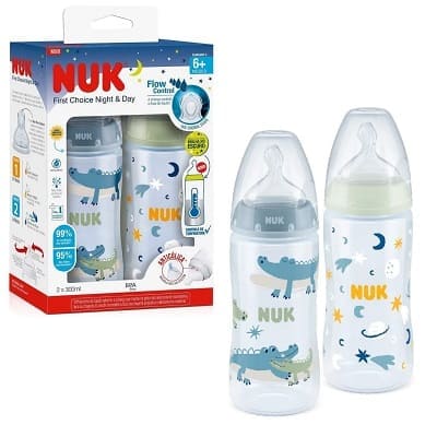 produto: KIT 2 MAMADEIRA NUK FC NIGHT & DAY BOY CONT TEMP  300ML 