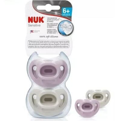 produto: KIT CHUPETA NUK SENSITIVE FASHION N2 100% SIL ROSA 